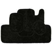 Garland Rug Finest Luxury Washable Bath Set, 5 Piece Set (2 Bath Rugs, Contour, Lid, \u0026 Runner) Black